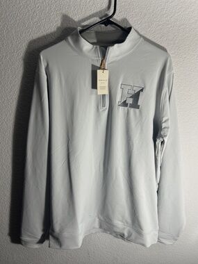 NWT Peter Millar Perth Performance Quarter Zip Light Gray Mens Large ME0EK40